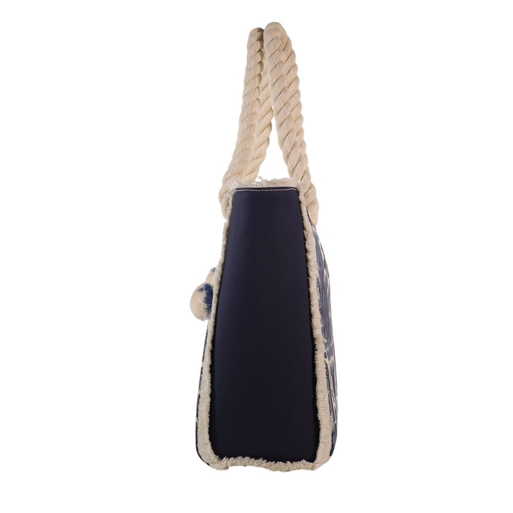 Spartina 449 Moonglade Boho Beach Tote–Large Rope Handle Bag-Blue Ikat - NWT - Picture 4 of 6